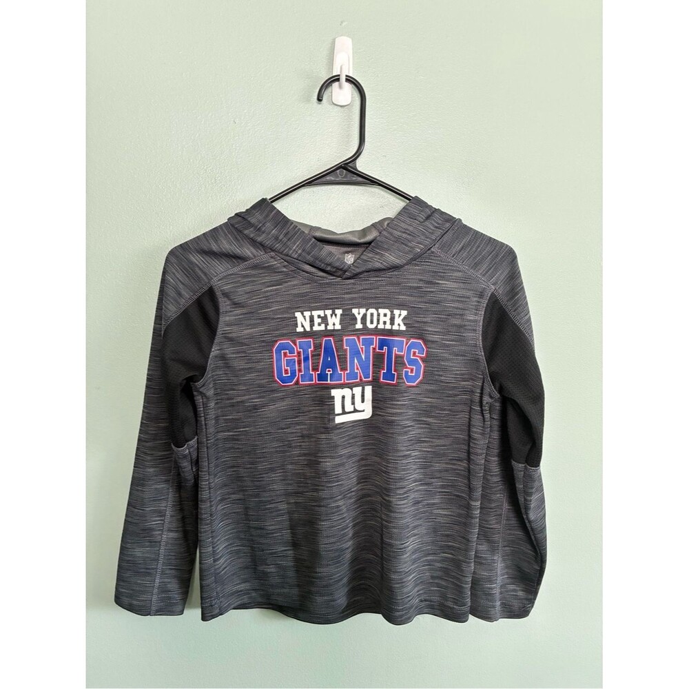 NFL Team Apparel Kids Youth New York Giants Hooded Sweatshirt Grey Sz S 6/7